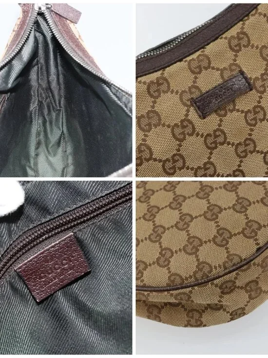 GUCCI GG Canvas Shoulder Bag Beige Silver 122790 Auth - Picture 13 of 16